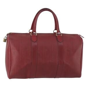 Christian Dior Trotter Canvas Boston Bag PVC Red Gold Auth BA7700